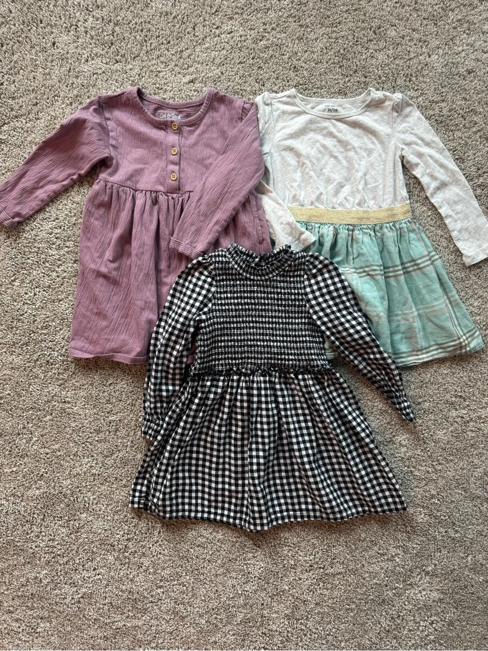 Toddler Girls 3T Dress Bundle Girls Fall long sleeve dress bundle plaid, holiday